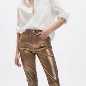 GAP Metallic Gold Vintage Slim High Rise Jeans